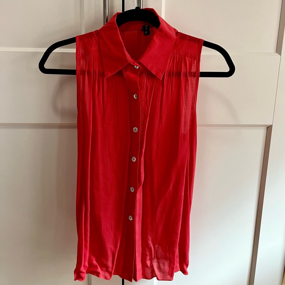 Hot pink open back blouse